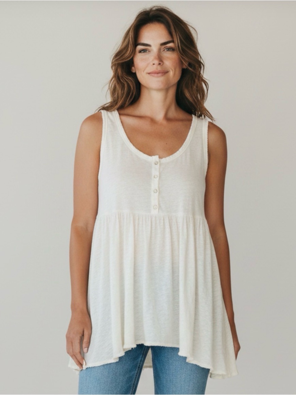 🫶🏻 We the Free - Free Oeople Sleeveless Henley Babydoll Top